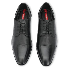 Men Premium Leather Black Lace-Up Formal Derby Shoes (V-Paris-62)