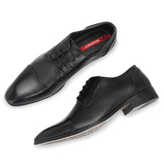 Men Premium Leather Black Lace-Up Formal Derby Shoes (V-Paris-62)