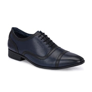 Men Premium Leather Classic Cap-Toe Oxford Shoes (ROMANIO-70-NAVYBLUE)