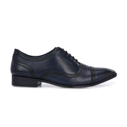 Men Premium Leather Classic Cap-Toe Oxford Shoes (ROMANIO-70-NAVYBLUE)