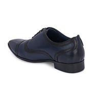 Men Premium Leather Classic Cap-Toe Oxford Shoes (ROMANIO-70-NAVYBLUE)