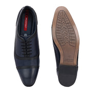 Men Premium Leather Classic Cap-Toe Oxford Shoes (ROMANIO-70-NAVYBLUE)