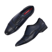 Men Premium Leather Classic Cap-Toe Oxford Shoes (ROMANIO-70-NAVYBLUE)