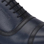 Men Premium Leather Classic Cap-Toe Oxford Shoes (ROMANIO-70-NAVYBLUE)