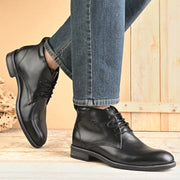 Men Premium Leather Black Chukka Boots (Royale-75-Black)