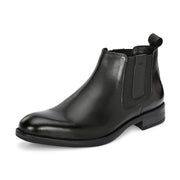 Men Premium Leather Ankle Chelsea Boot (Royale-80-Black)