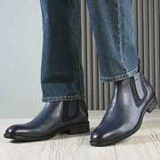 Men Premium Leather Ankle Chelsea Boot (Royale-80-Blue)