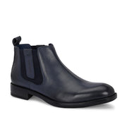 Men Premium Leather Ankle Chelsea Boot (Royale-80-Blue)