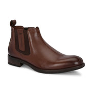Men Premium Leather Ankle Chelsea Boot (Royale-80-Brown)