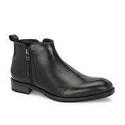 Men Premium Leather Ankle Side Zipper Boot (Royale-81-Black)