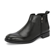Men Premium Leather Ankle Side Zipper Boot (Royale-81-Black)