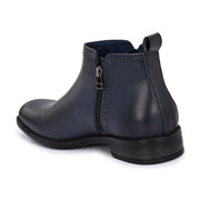 Men Premium Leather Ankle Side Zipper Boot (Royale-81-Blue)