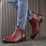 Men Premium Leather Ankle Side Zipper Boot (Royale-81-Bordo)