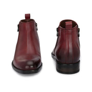 Men Premium Leather Ankle Side Zipper Boot (Royale-81-Bordo)