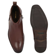 Men Premium Leather Ankle Side Zipper Boot (Royale-81-Brown)