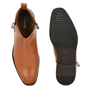 Men Premium Leather Ankle Side Zipper Boot (Royale-81-Tan)