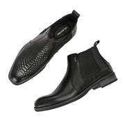 Men Premium Leather Black Chelsea Boot (Royale-88-Black)