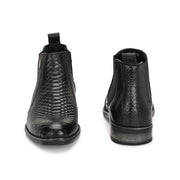 Men Premium Leather Black Chelsea Boot (Royale-88-Black)