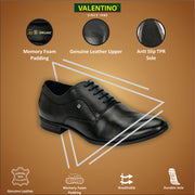 Men Premium Leather Black Lace Up Formal Oxford Shoes (Reform-72-Black)