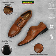 Men Premium Leather Tan Lace Up Formal Oxford Shoes (Reform-72-Tan)