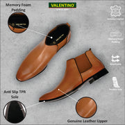 Men Premium Leather Teak Chelsea Boot (Reform-85-Teak)