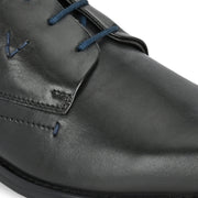 Men Premium Leather Black Lace-Up Formal Derby Shoes (Saint-55-Black)