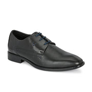 Men Premium Leather Black Lace-Up Formal Derby Shoes (Saint-55-Black)