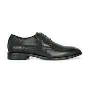 Men Premium Leather Black Lace-Up Formal Derby Shoes (Saint-55-Black)