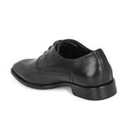 Men Premium Leather Black Lace-Up Formal Derby Shoes (Saint-55-Black)