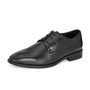Men Premium Leather Black Lace-Up Formal Derby Shoes (Saint-55-Black)