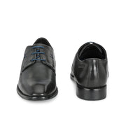 Men Premium Leather Black Lace-Up Formal Derby Shoes (Saint-55-Black)