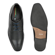 Men Premium Leather Black Lace-Up Formal Derby Shoes (Saint-55-Black)