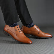 Men Premium Leather Tan Lace-Up Formal Derby Shoes (Saint-55-Tan)