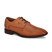 Men Premium Leather Tan Lace-Up Formal Derby Shoes (Saint-55-Tan)