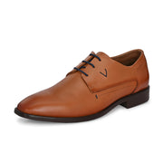 Men Premium Leather Tan Lace-Up Formal Derby Shoes (Saint-55-Tan)