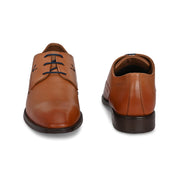 Men Premium Leather Tan Lace-Up Formal Derby Shoes (Saint-55-Tan)