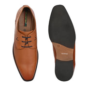 Men Premium Leather Tan Lace-Up Formal Derby Shoes (Saint-55-Tan)