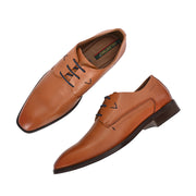 Men Premium Leather Tan Lace-Up Formal Derby Shoes (Saint-55-Tan)