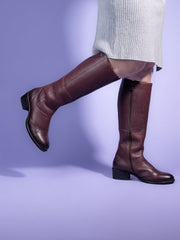 Women Premium Leather Zipper Boots (W-HALLE-97-BORDO)