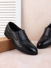 Men Premium Leather Black Slip-On Formal Shoes (Akme-11)