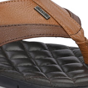 Men Premium Leather Tan/Brown Casual V-Strap Slipper (Turner-11-ST-Tan-Brown)