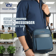 West Port Urban Messenger Crossbody Sling Bag – Smart & Handsfree (URBAN MESSENGER-NAVY)