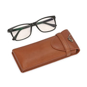 West Port Premium Leather Stylish Protective Eyewear Case For Sunglasses & Spectacles (UUT-AO-01-COGNAC)
