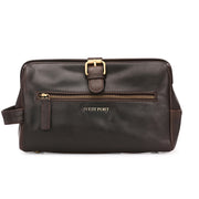West Port Premium Leather Travel Toiletry Bag (UUT-AO-02-BROWN)