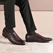 Men Premium Leather Bordo Slip-On Formal Shoes (V-Roman-05-Bordo)