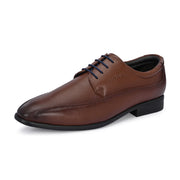 Men Premium Leather Mocca Lace-Up Formal Derby Shoes (V-Roman-55-Mocca)