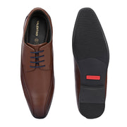 Men Premium Leather Mocca Lace-Up Formal Derby Shoes (V-Roman-55-Mocca)