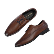 Men Premium Leather Mocca Lace-Up Formal Derby Shoes (V-Roman-55-Mocca)