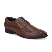 Men Premium Leather Mocca Lace-Up Formal Derby Shoes (V-Roman-55-Mocca)