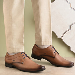 Men Premium Leather Lace Up Shoe (VINTAGE-52-MOCCA)